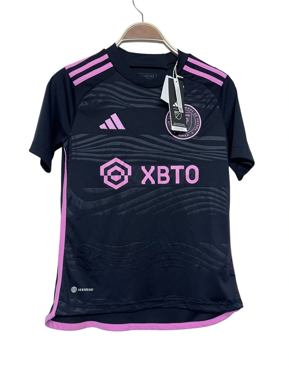 New Inter Miami adidas Youth Black‎ and Pink XBTO Soccer Jersey